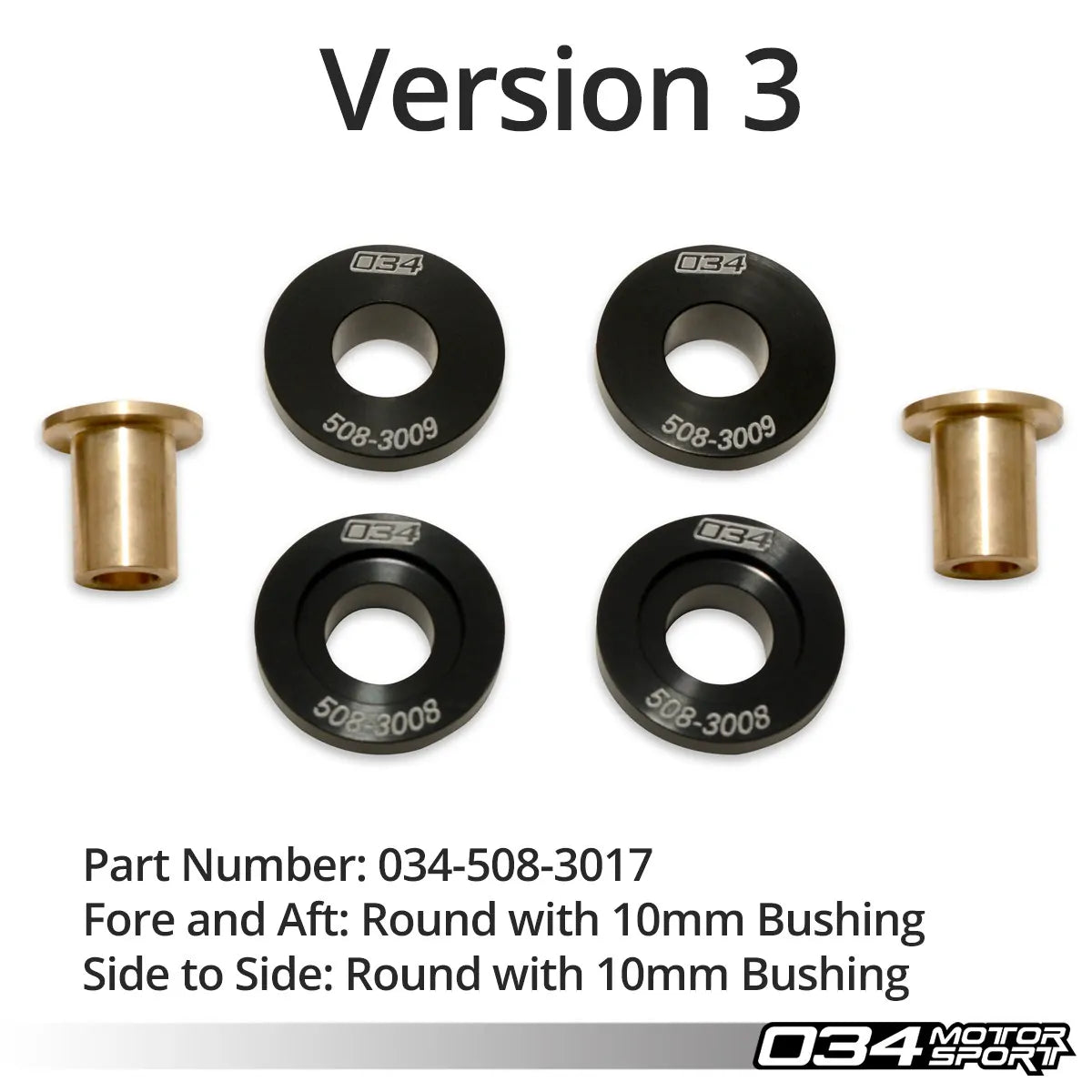 034 Motorsport Shifter Bushing Kit- Round, 10MM